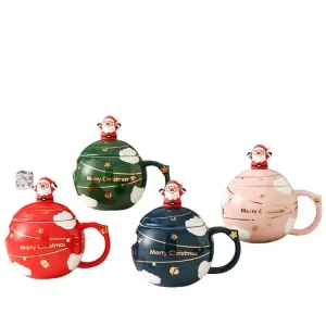 Wholesale Christmas Spherical Cloud Santa Claus Lid Ceramic Mug Manufacturer, Products