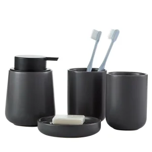 ODM Matte Black Minimalist Ceramic Bathroom 4-Piece Set Manufacturer, Supplier