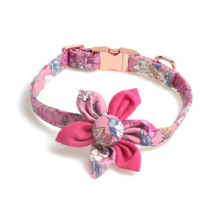 Custom Pattern Dog Accessories Polyester Dog Pets Collar with Bowknot/Factory Price/Pet Accessory
