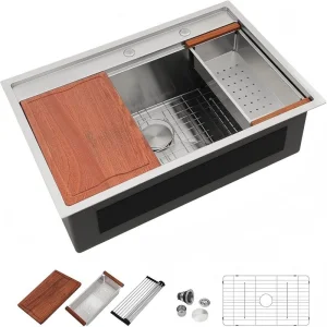 Drop in Kitchen Sink Splash Guard Stainless Steel Topmount Workstation Sinks