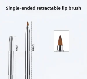 Telescopic Double-headed Lip Brush with Handle Artificial Fiber &amp; Metal Portable Women's Lipstick &amp; Lip Glaze Brush D09