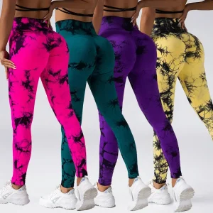 Women Tie Dye High Waist Yoga Tights