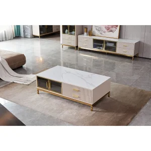 Factory Direct Luxury Unit Home Living Room Furniture Metal Coffee Table Modern TV Stand