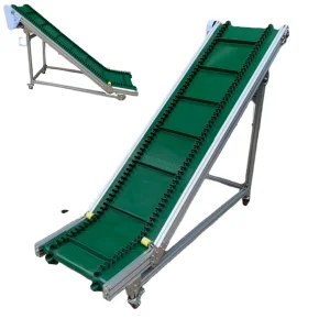 Hay Grain Loading Unloading Line Automatic Green PVC Cleated Belt Conveyors Aluminum Frame