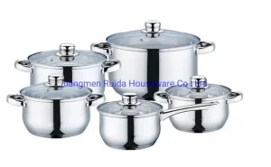 10PCS Stainless Steel Cookware Sets Casserole Cooking Pot with Covered Handle