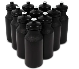 18 Oz Squeeze Reusable Plastic White Water Bottle, BPA Free, Bike Kids Water Bottles