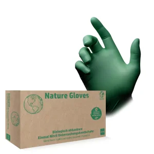 Eco Friendly Powder Free Custom Printed Logo Green Biodegradable Nitrile Nature Gloves