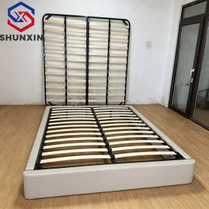 Cama moderna tapizada y elegante con almacenamiento de elevación a gas