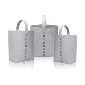 OEM Design BSCI ISO9001 Tassel Detail Felt Storage hamper set