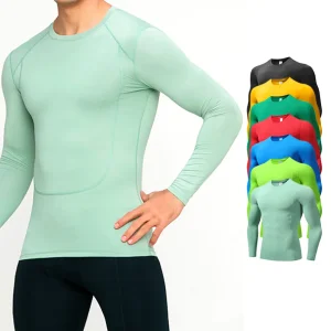 Camisetas deportivas para hombres de running y fitness, mallas largas de manga larga para baloncesto
