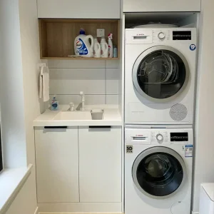 Foshan Factory Customized Wooden Bathroom Vanity Cabinet Home Furniture Prima Custom Washer Dryer Laundry Room Cabinets for Villa