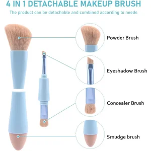 4-in-1 Makeup Brush Vegan &amp; Travel-Friendly All-in-One Beauty Tool for on-The-Go Glam Dropshipping Brushes