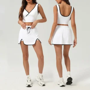 Womens Two Piece Skirt Sets Tennis Outfits Casual Tank Top Summer Athletic Running Leisure Sport Skort Wear