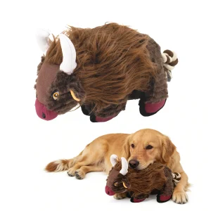 Interactive Dog Toy Bison Plush