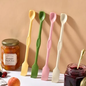 Wholesale Double-Ended Mini Silicone Spatula Spoon Long Handle Jar Scraper Dishwasher Safe Eco-Friendly for Cosmetic Jam Food