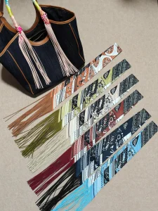 5*130cm Latest Design Tassel Silk Scarf Bag Scarf Silk Luxury Custom Leopard Print Design Twillies Scarf for Handbags