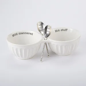Elegant Double DIP Bowl Set with Stylish Silver Spoons