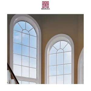French Style Custom Grilles Design Arched Top Fixed Glass Window UPVC Vinyl Fixed Window