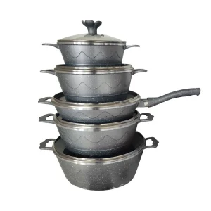 12PCS Die Cast Granite Coated Nonstick Cooking Pot Aluminum Pan Granite Coated Cookware Sets