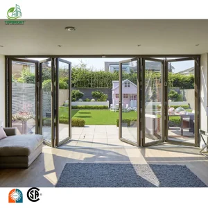 Topbright Panorama Design Bifold Bi-Fold Doors Slim Frame Screen Big Spaces Black Aluminum Folding Patio Doors Exterior Accordion Folding Doors
