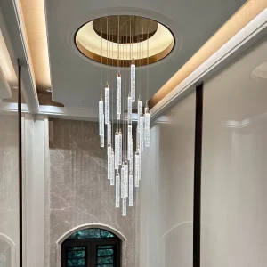 Villa Minimalist Staircases Modern Chandelier Indoor High Ceiling Gold Lamps