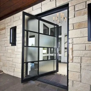 Exterior Market Store Use Casement Type Aluminium/Steel Glass House Customised Pivot Folding Window Doors