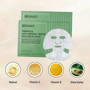 7A Antibacterial Antioxidant Cream Infused 2-in-1 Face Neck Whitening Sheet Mask Firming Wrinkle Reducing
