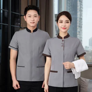 Roupas de Trabalho para Funcionários de Limpeza Masculinos e Femininos, Camisas de Manga Curta, Verão, Respirável, Roupas de Hotel para Quarto de Hóspedes, Vestuário de Limpeza