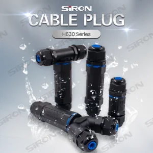 Siron H630 Cable de Alimentación Eléctrica 3 Pin 4pin para Uso en Iluminación LED Exterior o Subacuática IP68 Conector Impermeable