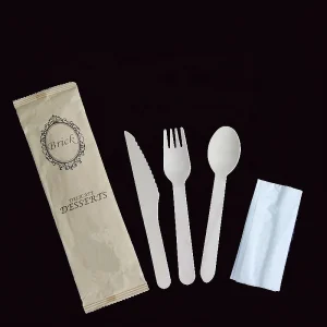 Compostable Utensils Disposable Wooden Cutlery Set