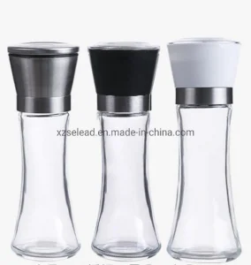 180ml مطحنة مع SS304 غطاء نواة سيراميك خالية من الرصاص زجاج قابل للتعديل لملح فلفل توابل زجاجة