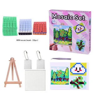Creative DIY Pixel Stone Mosaic Pendant Kit Cute Keyring No Glue No Iron Handmade Craft Activity Set Factory Direct for Children