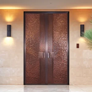 Durable Three-dimensional Carving Art Copper Door High End Safe Cast Aluminum Gates Residential Exterior Pivot Entrance Door