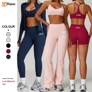 Custom High Quality Yoga Clothes Tight Quick-drying Activewear Fitness Sportswear Women Running Sports Three-piece Yoga Wear Set
