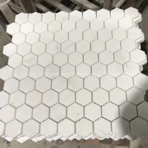 Greek Thassos White Hexagon Shaped Marble Stone Mosaic
