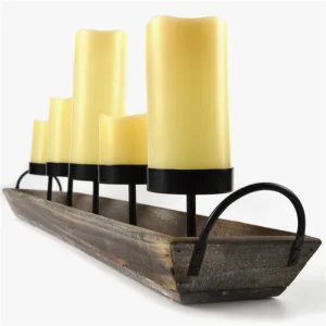 Rectangle Wood Tray Candle Holders