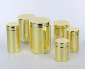 Gold Refill Packaging Containers with Empty Plastic Bottles