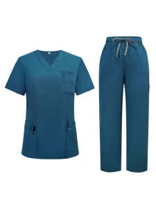 Uniforme de trabajo de enfermería cómodo para hombres, uniforme de scrubs suave, traje de doctor y enfermero, uniforme de scrubs con cuello en V, interior elástico