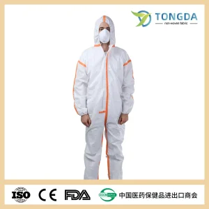 Fully Body Hooded Microporous Liquid Resistant Laminated Non Woven Disposable Coverall