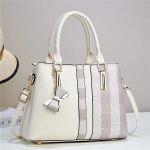 Bolso de cubo para mujeres con gran capacidad y lazo de cuadros