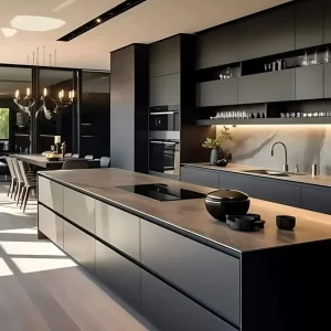 Custom Luxury Kitchen Cabinet with Island Modern Kitchen Designs Luxury New Customized Black Design Complete Kitchen Cabinets for Villa