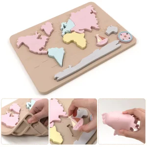Quebra-cabeça de Silicone para Bebês Mapa Infantil Tabuleiro de Correspondência de Geometria Brinquedo Sensorial Educacional Personalizado
