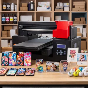 Refinecolor Small A3 Size 6 Color UV Flatbed Printer Phone Case Printer Golf Balls Metal Pen Leather Acrylic Printing Machine