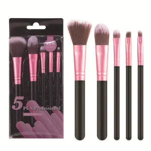 Wholesale 5pcs Black Rose Flat-Shaped Loose Powder Makeup Brushes