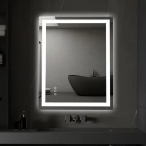 Hot Sale Touch Switch Smart LED Lighting Bathroom Mirror Modern IP44 Sandblasted Ant Fog LED Bathroom Mirror with Light