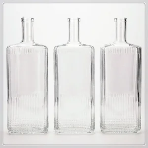 Large 1750ml Glass Alcohol Bottle with Frost Finish and Screw Cap Closure