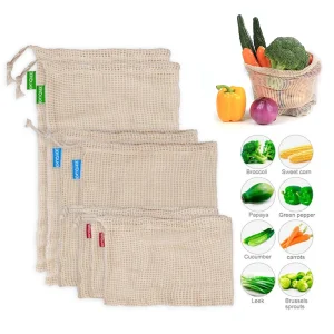 Reusable Cotton Mesh Produce Bags