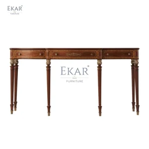 Classic Solid Wood Entryway Console Table with Storage and Intricate Design