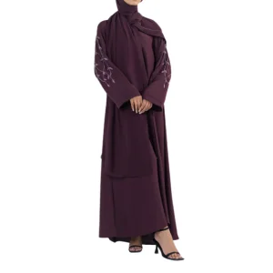 Hot Sale Elegant Dubai Abaya Women Breathable Quick Dry Lightweight Floral Embroidered Long Sleeves Plus Size Modest Islamic