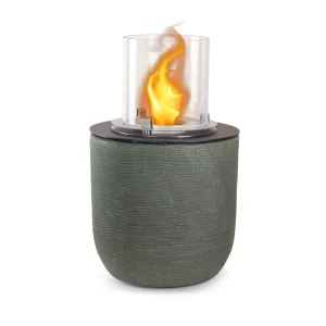 Garden bioethanol brazier fireplace from the ground for indoor outdoor RAFFAELLO Sage green dia. 35 x height 55 cm made in italy
